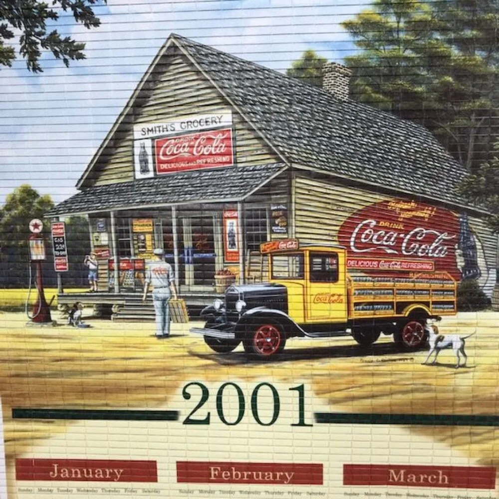 NWOT Vintage Coca-Cola Reversible 2001-2002 Wall Scroll Calendar